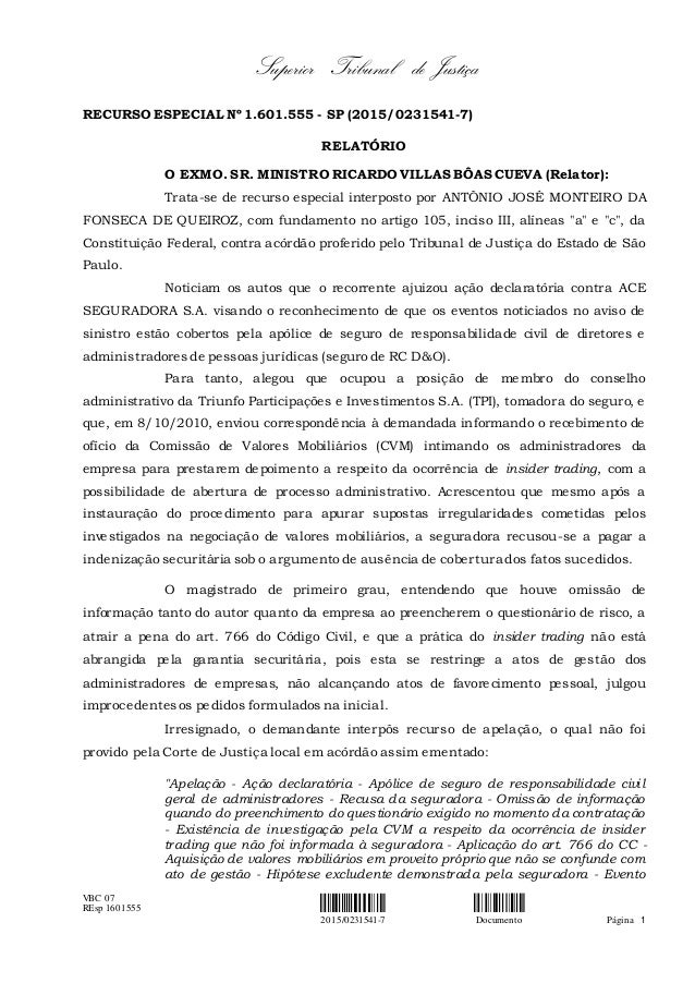 seguro responsabilidade civil, posição do stj para os atos de adminis\u2026